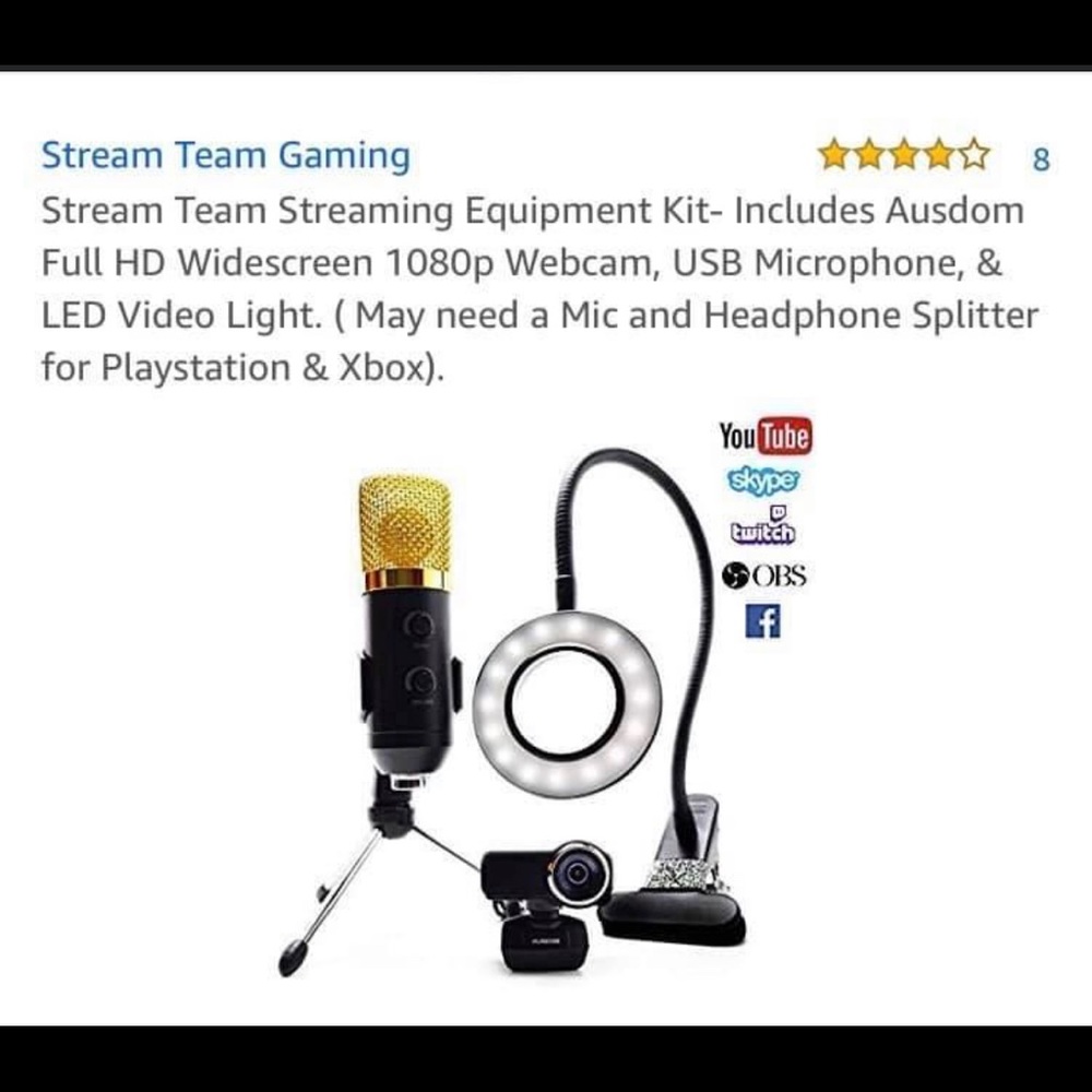 Streaming camera, microphone & ring light